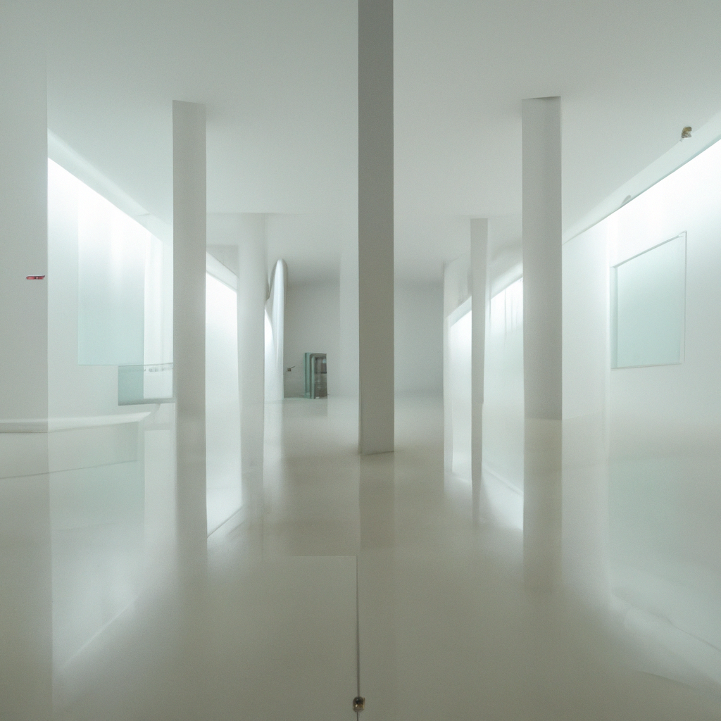 Fotografía de arquitectura interior, líneas limpias y simetría minimalista en Colombia